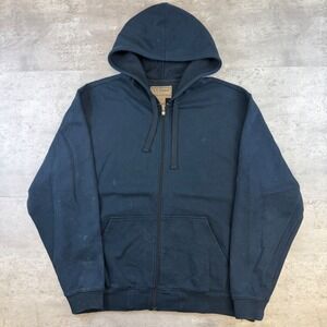 LL‎ Bean Mens Large Navy Blue Full Zip Fleece Lined Hoodie Sweatshirt OG RT1